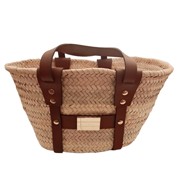 Frame Denim Bags Frame Straw Tote With Brown Leather Handles Poshmark